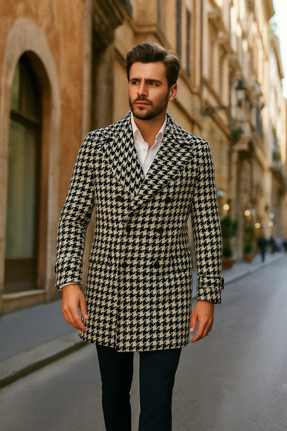 Mens Houndstooth Peacoat for Every Occasion - Image 4
