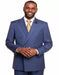Men's Indigo - Cobalt Blue Double Breasted 2 Button  Vitali Brand Flat Front Pants Regular Fit Side