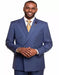 Men's Indigo - Cobalt Blue Double Breasted 2 Button  Vitali Brand Flat Front Pants Regular Fit Side