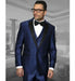 Men'S 3 Piece Wool Tuxedo 1 Button Vested Peak Lapel Dinner Jacket Indigo ~ Bright Blue