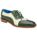 Belvedere Sesto Men's Wingtip Ostrich Shoes – Forest Green & Cream