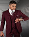 Mens Italian Wool Suit Color Burgundy - Men's Modern Fit Designer Burgundy with a Double Breasted Suit