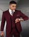 Mens Italian Wool Suit Color Burgundy - Men's Modern Fit Designer Burgundy with a Double Breasted Suit