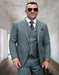 Mens Italian Wool Suit Color Green - Men's Two Button Modern Fit Wool Sage Green Plaid with Double Breasted Suit