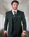 Mens Italian Wool Suit Color Hunter Green  - Men's Designer Classic Fit Pleated Pant Wool Double Breasted Hunter Green Suit