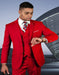 Mens Italian Wool Suit Color Red - Men's Designer Modern Fit Double Breasted Red Wedding Suit