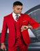 Mens Italian Wool Suit Color Red - Men's Designer Modern Fit Double Breasted Red Wedding Suit