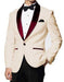 Men's Ivory Cheap Priced Designer Fashion Dress Casual Blazer On Sale One Button Burgundy Shawl Lapel Blazer