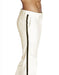 Men'S Black Satin Stripe Classic Fit Solid Ivory Tuxedo Flat Front Pant