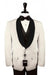 Men's Custom Black Satin Shawl Lapels on Ivory Jacket