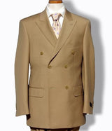 Men's Khaki ~ Bronze ~ Camel Double Breasted Suits Dress Fabric Discounted Suit Pleated Pants