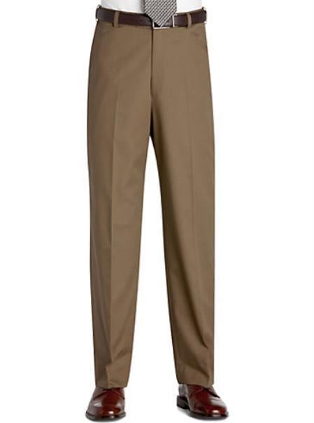 Flat Front Regular Rise Khaki Slacks