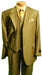 Men's Khaki ~ Bronze Fashion Three Piece Suit 2 Button Style With Flat Front No Pleated Pants