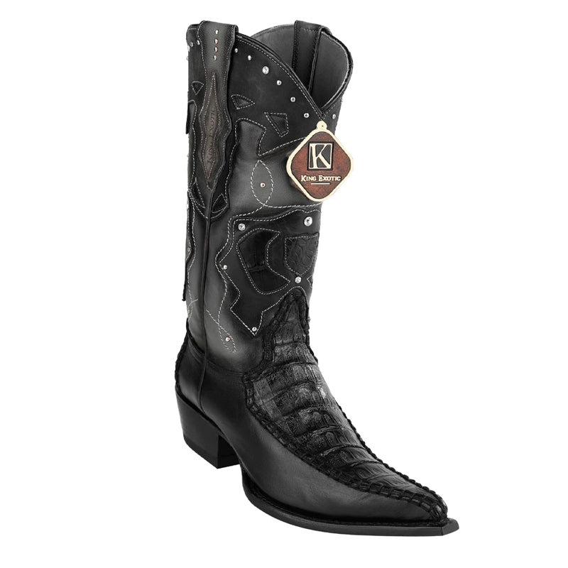 Men's King Exotic Boots Genuine Baby Caiman Tail 3x Toe Burnished Cognan (495v20103)