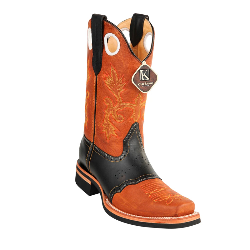 Men's King Exotic Python Boots With Saddle Vamp Handmade Square Toe Gray (48175709) main image 0