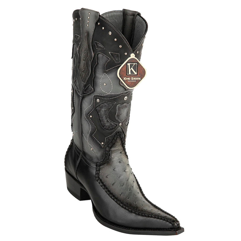 Men's King Exotic Boots Genuine Ostrich Leg 3x Toe Boot - Cognac