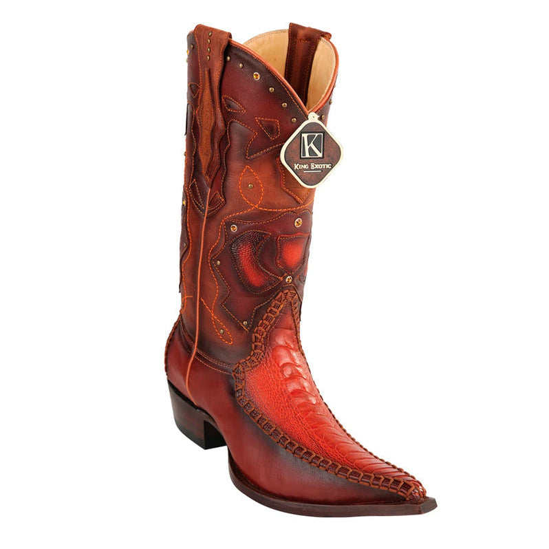 Men's King Exotic Genuine Sharkskin Boots 3x Toe Burnished White (495v20928)