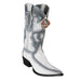 Men's King Exotic Ostrich Leg 3x Toe Boot – White