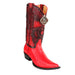 Men's King Exotic Ostrich Leg 3x Toe Handcrafted Boots in Red