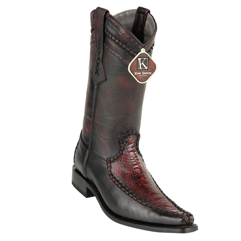 Men's King Exotic Ostrich Leg Square Toe Boots With Saddle Handmade Black (48170505) main image 0