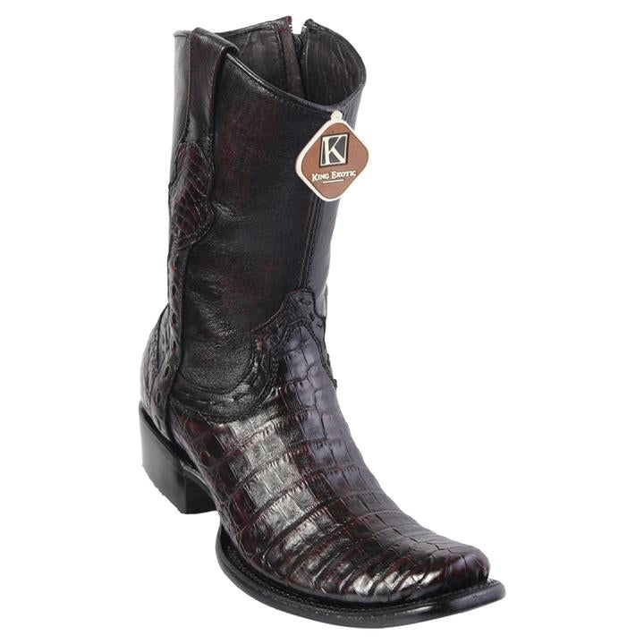 Men's King Exotic Snip Toe Caiman Belly Boots Handcrafted Black (48178205) main image 1