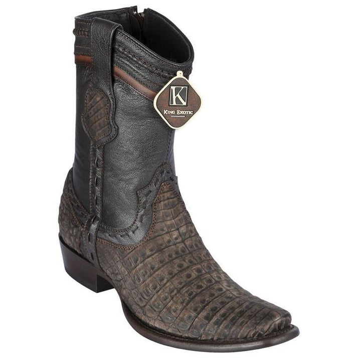 Men's King Exotic Caiman Belly Boots With Deer Dubai Toe Handcrafted Faded Oryx