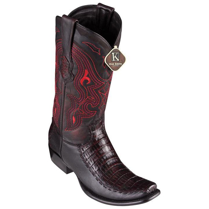 Men's King Exotic Snip Toe Caiman Belly Boots Handcrafted Black (48178205) main image 0