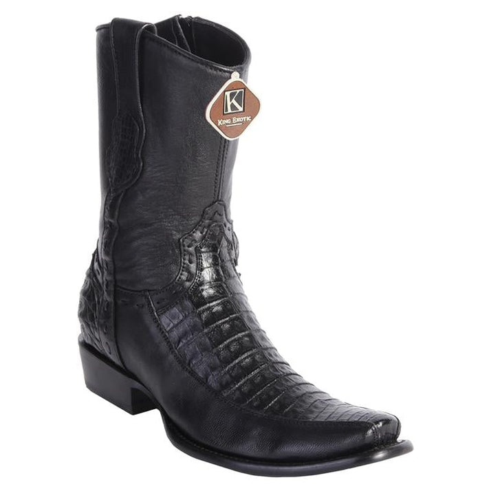 Men's King Exotic Caiman Belly Boots With Deer Dubai Toe Handmade Faded Burgundy