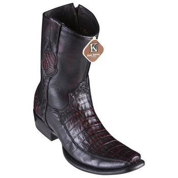 Men's King Exotic Caiman Belly Boots With Deer Dubai Toe Handmade Black Cherry (479BF8218)
