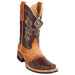 Men's King Exotic Caiman Belly Square Toe Boots Handcrafted Brown