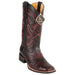 Men's King Exotic Caiman Crepe Sole Square Toe Boots With Saddle Black Cherry