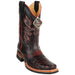 Men's King Exotic Caiman Square Toe Boots Rubber Sole & Saddle Vamp Black Cherry