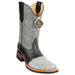 Men's King Exotic Caiman Square Toe Boots Rubber Sole & Saddle Vamp Gray
