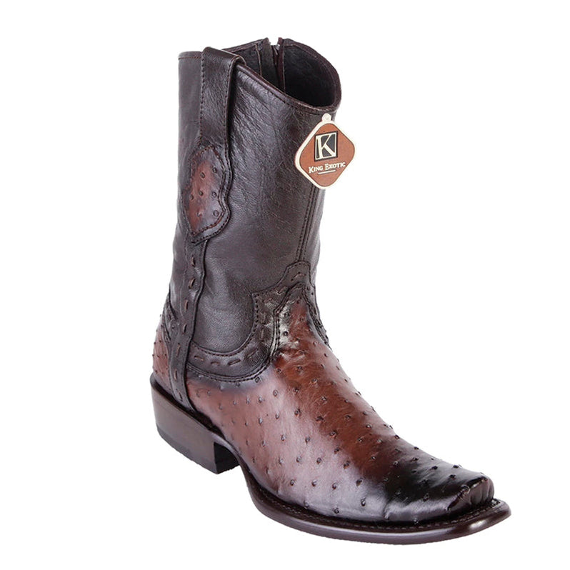 Men's King Exotic Ostrich Boots Dubai Toe Handcrafted Brown (4790307) main image 0