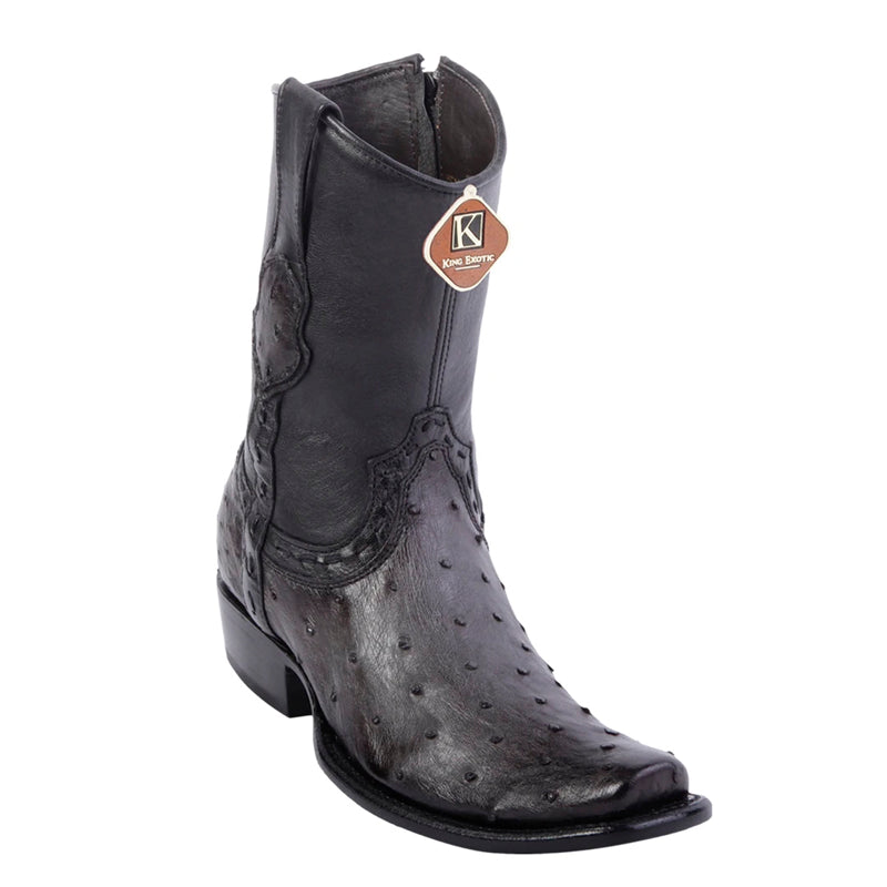 Men's King Exotic Ostrich Leg Boots Dubai Toe Handcrafted Faded Burgundy (479B0543) main image 0