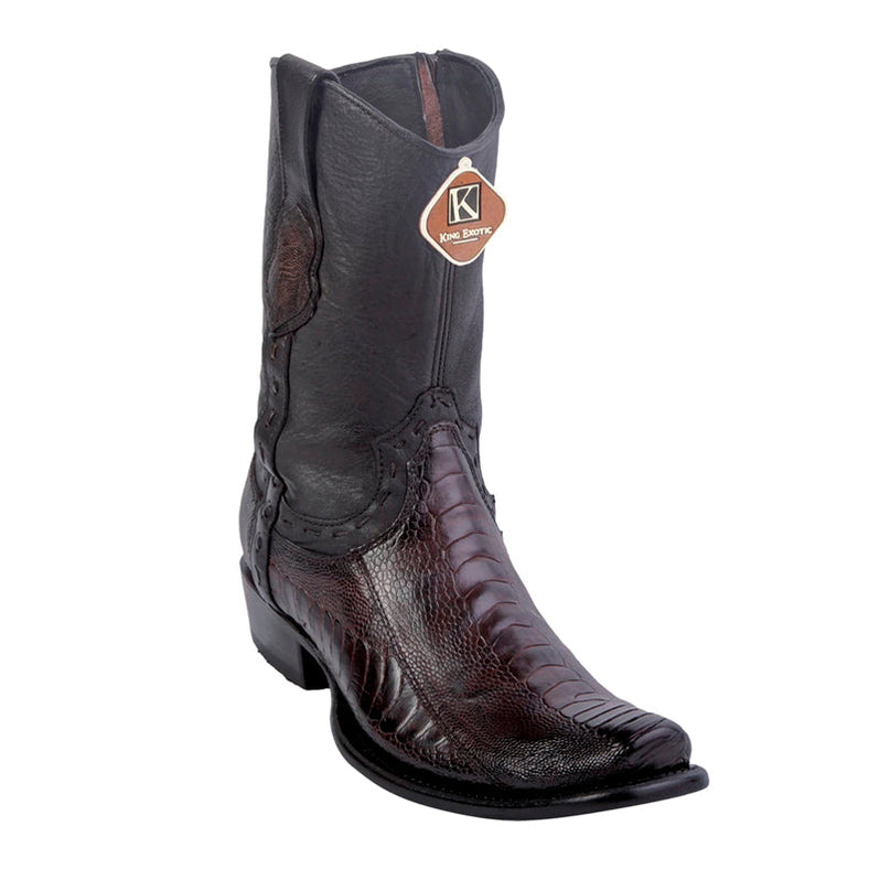 King Exotic Grasso Brown Ostrich Leg Boots – Snip Toe Handcrafted main image 0