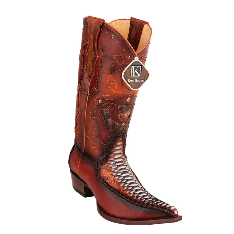 Men's King Exotic Genuine Python Boots 3x Toe Rustic Cognac Handcrafte ...