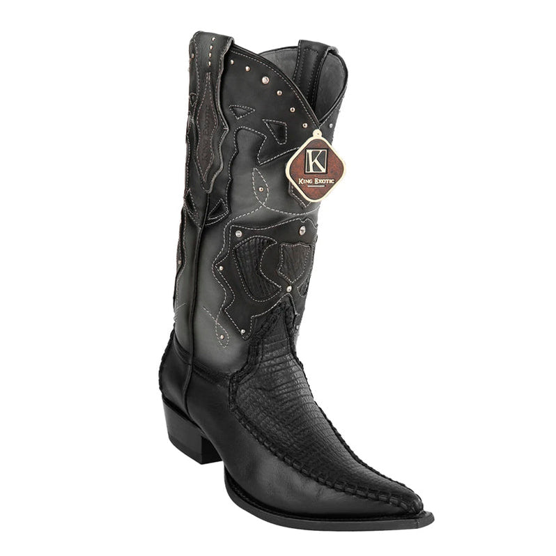 King Exotic Snip Toe Sharkskin Boots Black – Men's Handcrafted Classic main image 1