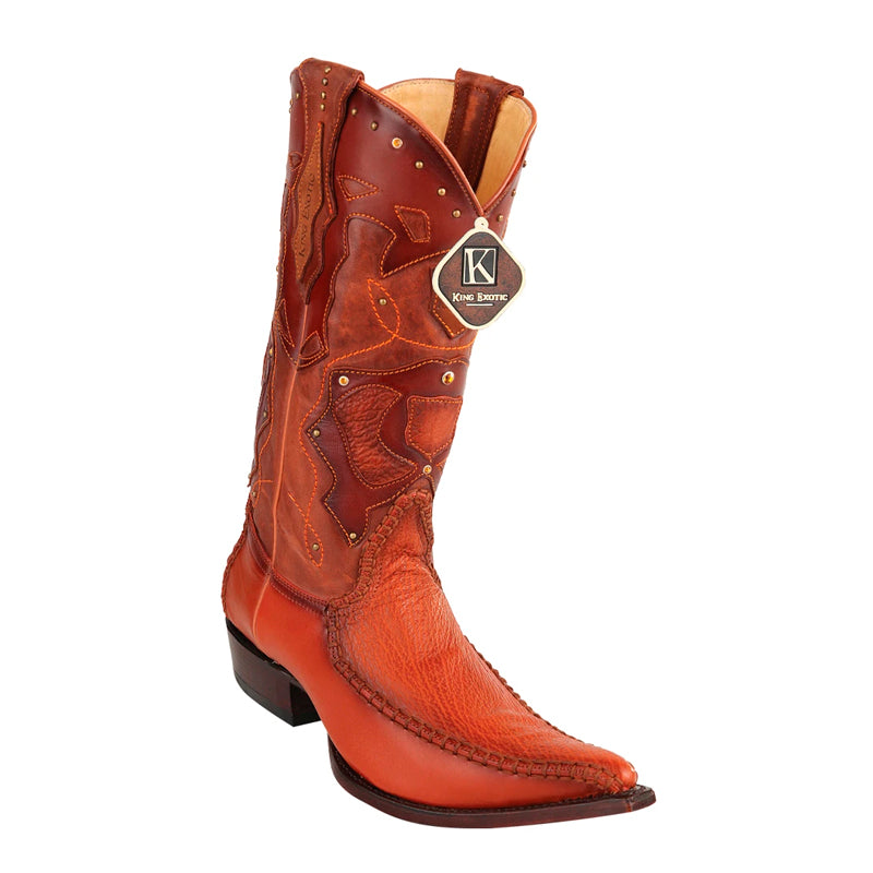 Men's Genuine Caiman Tail 3x Toe Cognac Boots by King Exotic main image 0