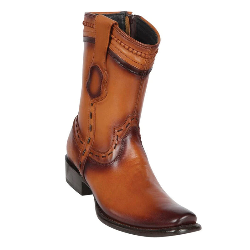 Men's King Exotic Boots Genuine Leather With Saddle Vamp Handcrafted Brown & Honey (48113807-2)