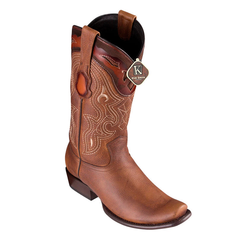 Men's King Exotic Boots Genuine Leather With Saddle Vamp Handcrafted Brown & Honey