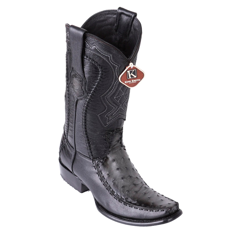Men's King Exotic Ostrich Leg Boots Dubai Toe Handcrafted Faded Gray main image 1