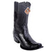 King Exotic Men's Black Ostrich Leg Dubai Toe Boots