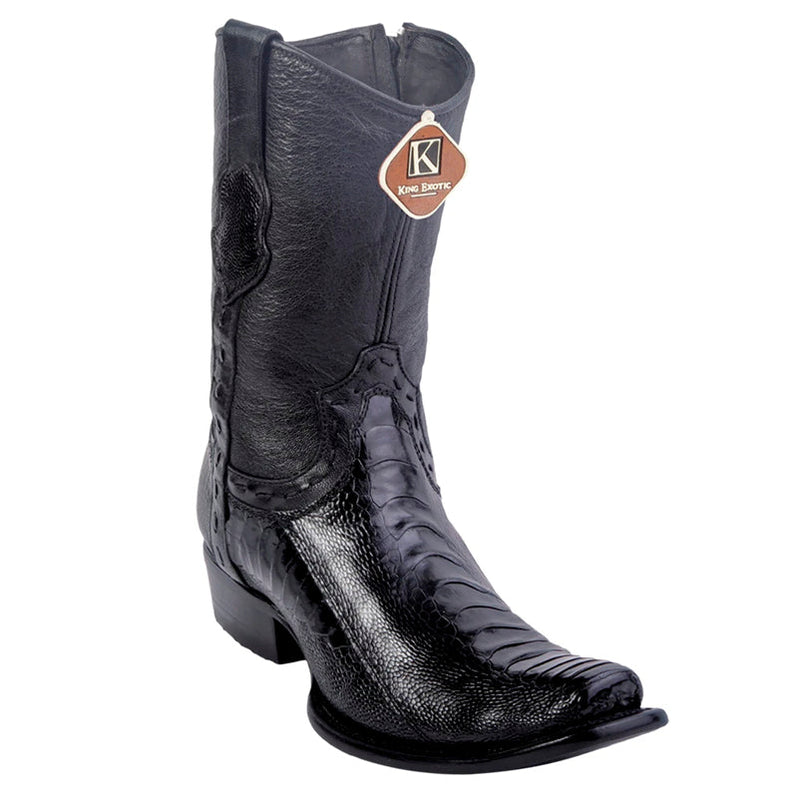 Men's King Exotic Genuine Ostrich Leg Boots Dubai Toe Handcrafted Faded Brown (479B0516) main image 1