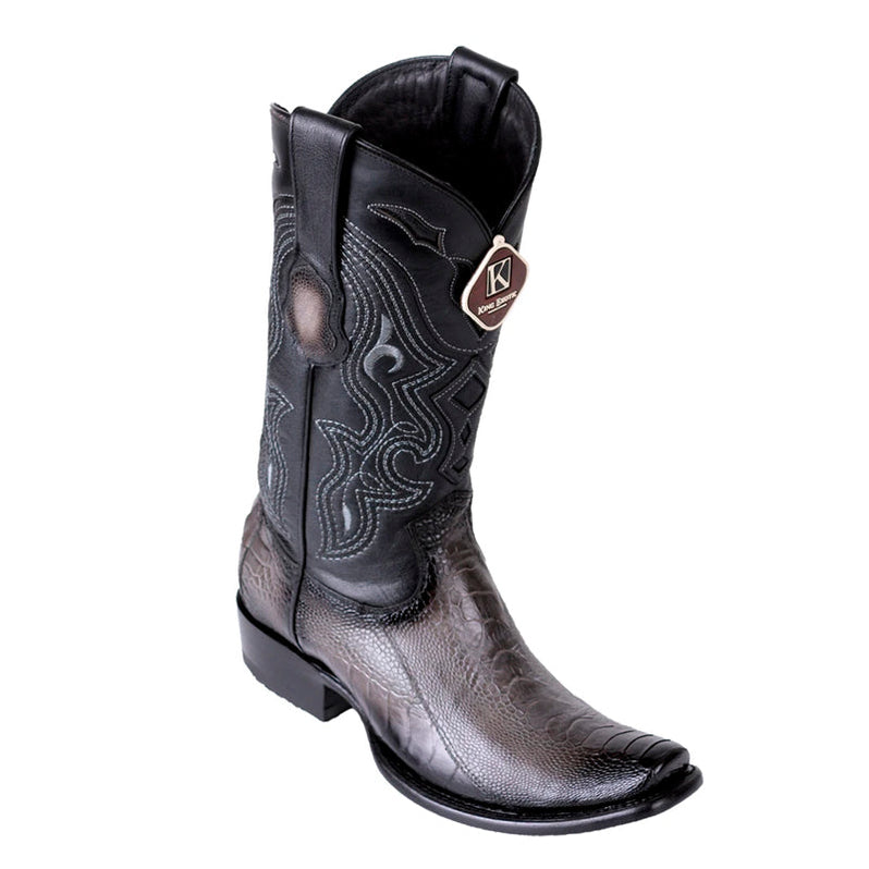 Men's King Exotic Ostrich Boots With Deer Dubai Toe Handcrafted Faded Gray (479BF0338) main image 0