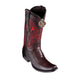 Men's King Exotic Ostrich Leg Boots With Deer Dubai Toe Handcrafted Black Cherry