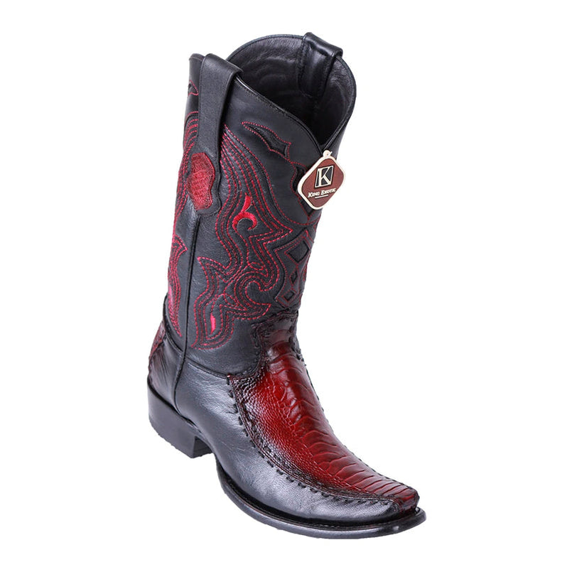 Men's King Exotic Ostrich Leg Boots Dubai Toe Handcrafted Black Cherry (4790518)