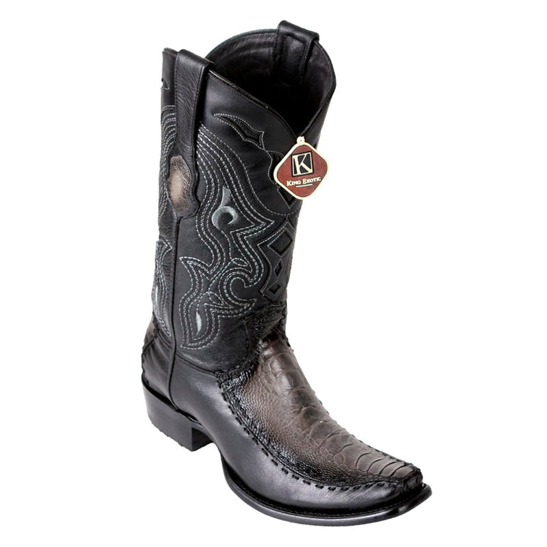Men's King Exotic Ostrich Boots With Deer Dubai Toe Handcrafted Black Cherry (479F0318) main image 0
