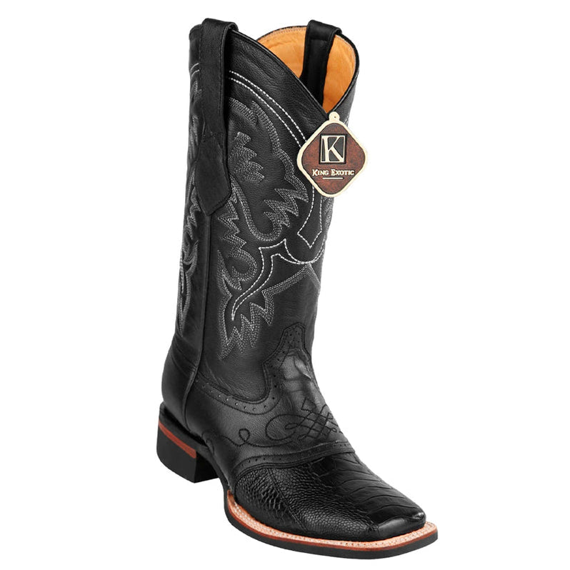 Mens King Exotic Ostrich Leg Boots Black (4980505)