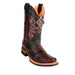 Men's King Exotic Ostrich Leg Boots With Rubber Sole & Saddle Square Toe Black Cherry